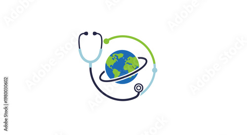 Stethoscope around the Earth globe.
