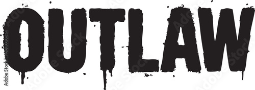a grunge style black stamp with the word outlaw on a white background, typography design element