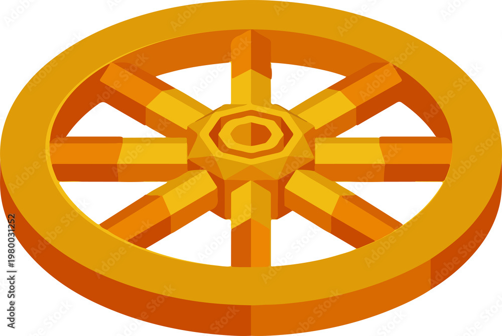 Obraz premium Golden Dharma Wheel Illustration
