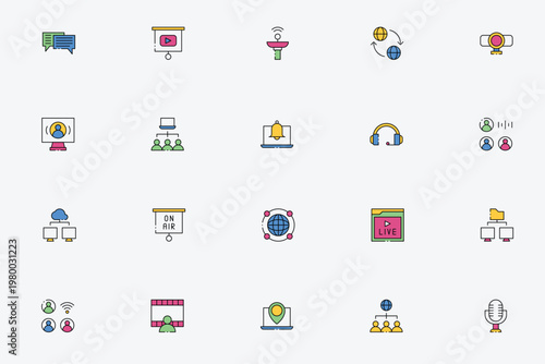 Video Conference and Global Communication Icons
