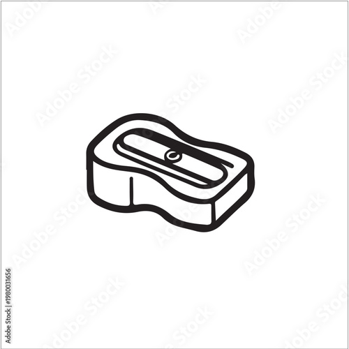 Simple Pencil Sharpener Line Art Illustration - Office Supplies Vector