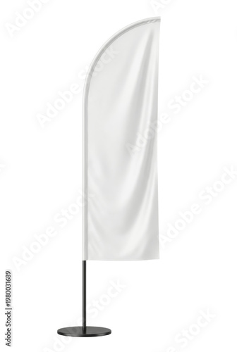 Foto Blank white teardrop feather flag side view isolated