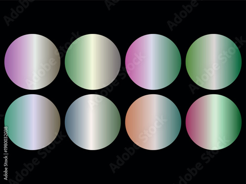 Collection of nine gradient colored circles on a with shiny effects
