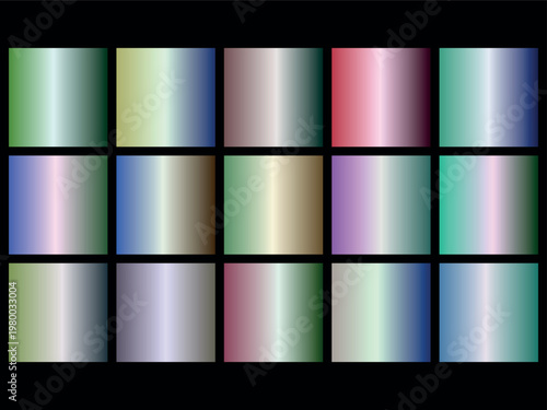 A colorful grid of 16 shiny squares with gradient effects