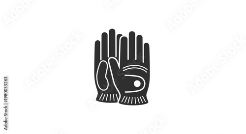 Black Hand Glove Isolated on White.