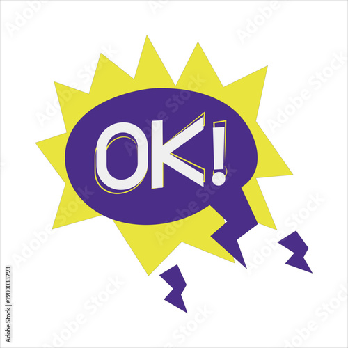 Dynamic OK Comic Style Speech Bubble and Action Burst Vector