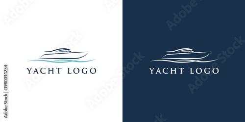 Yacht logo design two color variations for branding and marine businesses.