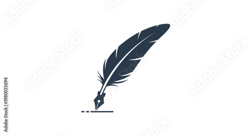 Dark feather quill pen writing instrument.