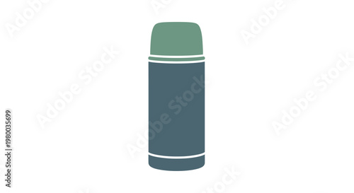 Dark green and gray thermos bottle.