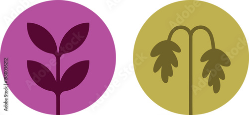 Two circular icons displaying a healthy upright green plant versus a withered drooping plant symbol