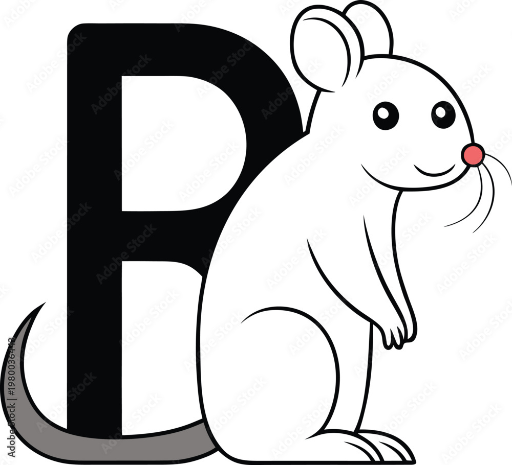 Fototapeta premium Animal coloring page alphabet R coloring page for kids illustration