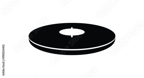 Black vinyl record with central label hole a striking silhouette