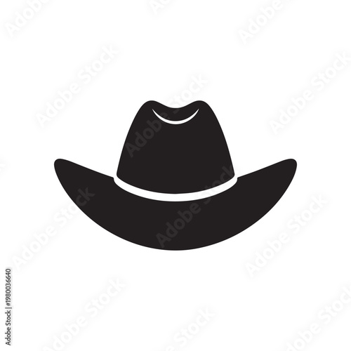 Cowboy Hat Silhouette Vector Icon – Western Hat Black Illustration