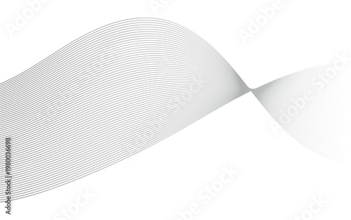 Minimalist abstract background with flowing parallel lines creating a wave motion on white background vector
