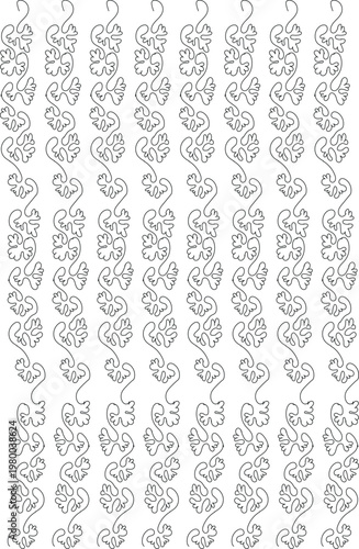 black line art floral pattern on white background