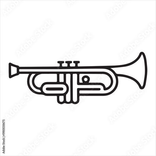 Simple outline illustration of a trumpet musical instrument