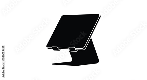 Modern tablet stand depicted in a stark black silhouette high quality