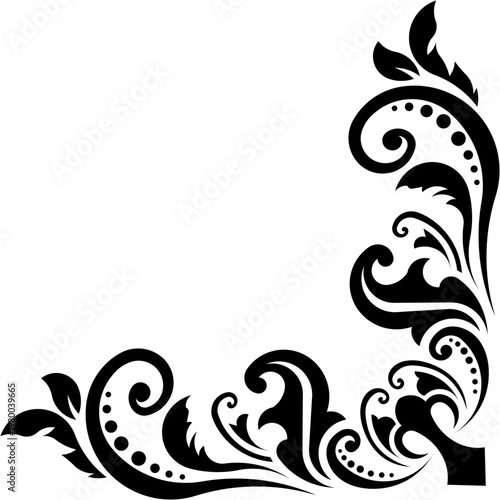 Elegant Black Floral Swirl Ornament Vector Design