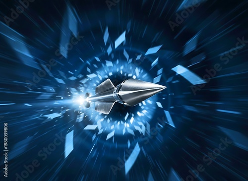 High Speed Arrow Projectile Cutting Through Digital Space Energy Burst