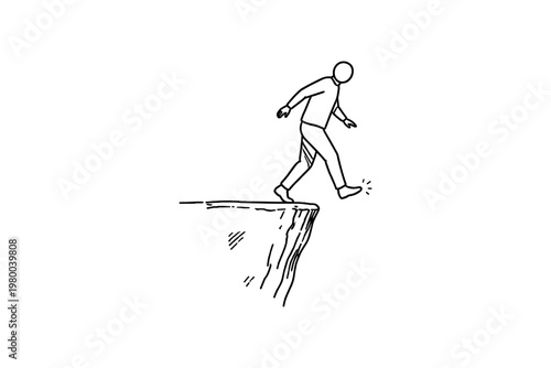 Person walking precariously close to the edge of a cliff