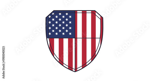 American Flag Shield Emblem Illustrating Patriotism and National Identity.