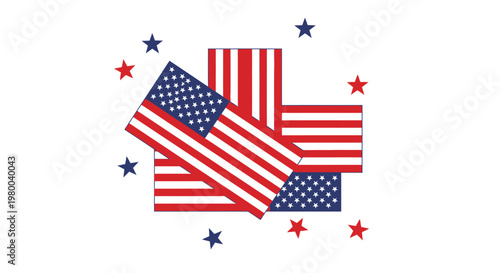 American Flags and Stars Patriotic Celebration Design.