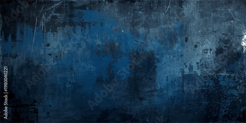 A dark vintage blue grunge background featuring a weathered paint texture on an aged paper surface with a dirty metallic rust pattern and grungy canvas backdrop design.