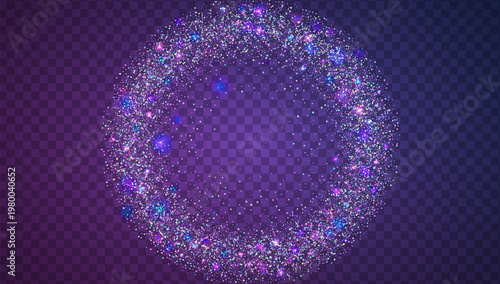 Glitter Sequins Background. Rainbow Shiny Sparkles For Carnaval And Party. Radiance In Metal, Pearl And Bright Unicorn Texture. Purple Brilliant Light.  Neon Glitter Sequins