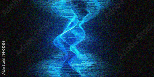 Seamless abstract blue smoke motion on black background features glowing plasma energy and electric lightning waves in a fractal liquid pattern design