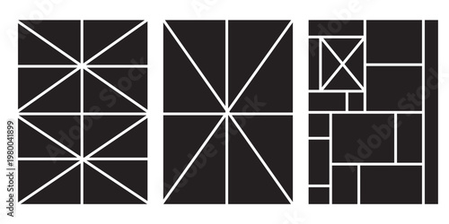 Image collage layout template. Beige mosaic mood board grid collection. Picture frame set. Photo album idea for banner, poster, comic page, flyer, brochure, booklet, memory wall design. Vector pack