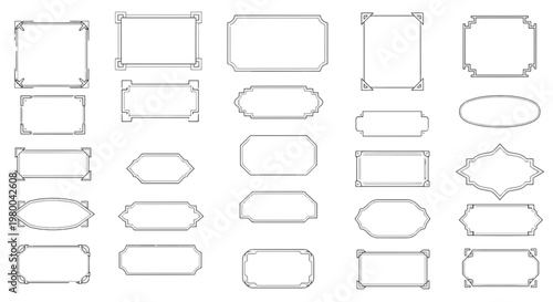 Collection of Diverse Empty Ornamental Decor Frames and Borders with Various Shapes and Styles