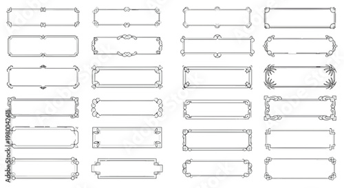 Assortment of Decorative Border Frames and Ornamental Decor Elements for Design