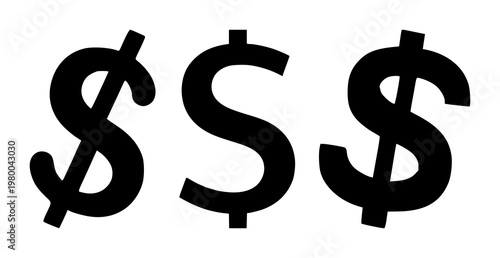 Profit margin dollar icon set with minimal black silhouette design featuring profit symbol, dollar sign, financial indicator with business and revenue