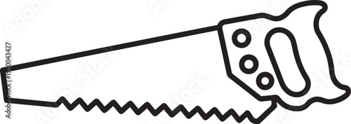 Hand saw vector illustration in black and white representing carpentry tools woodworking equipment construction industry and professional craftsmanship
