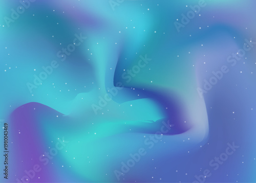 Aurora Light Gradient. Borealis Gradient Blur. Northern Aurora Light. Green, Blue And Purple Abstract Sky. Gradation Color For Business Template. Trendy Arctic Element With Iridescent Glow.