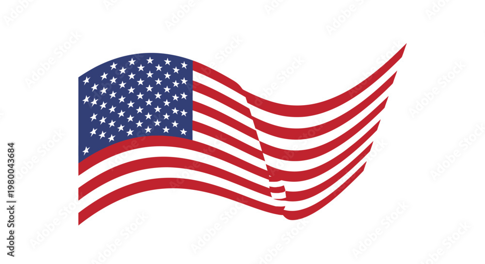 Fototapeta premium Waving American flag symbol of patriotism and freedom.