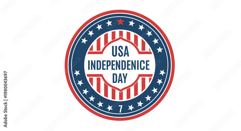 Obraz premium USA Independence Day patriotic emblem with stars and stripes.