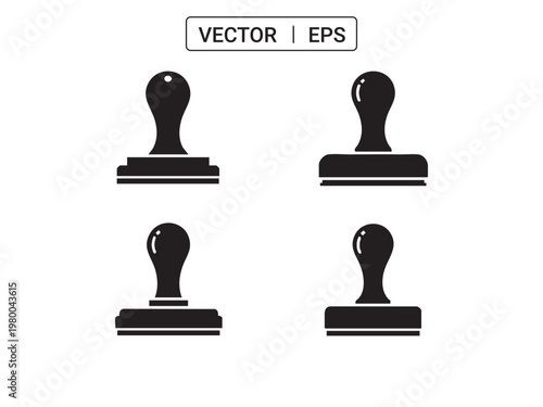 Collection of rubber stamp icons for stamping documents and official paperwork applications.