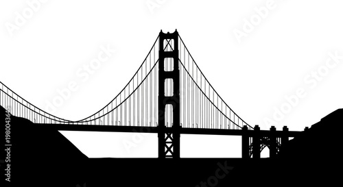 Golden Gate Bridge silhouette iconic San Francisco landmark.