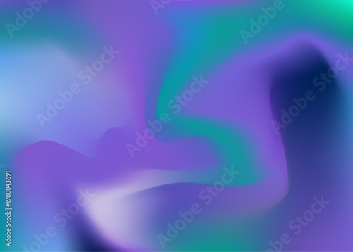 Aurora Light Gradient. Borealis Gradient Blur. Green, Blue And Purple Abstract Sky. Tech Poster With Modern Neon Design. Trendy Arctic Web With Cosmic Element. Northern Aurora Light.