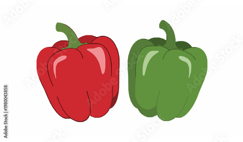 Red and green capsicum vector illustration flat vegetable isolated on white