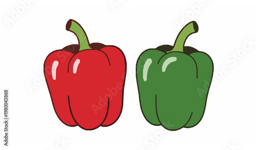 Red green capsicum vector illustration flat vegetable food design