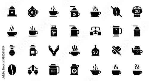 Collection of coffee and beverage icons for cafe and restaurant design