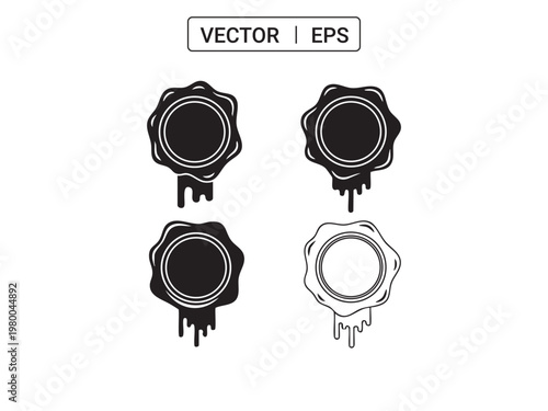 Set of wax seal icons with drips isolated on white background vector illustration.