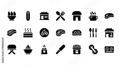Collection of food and restaurant icons for culinary and dining themes