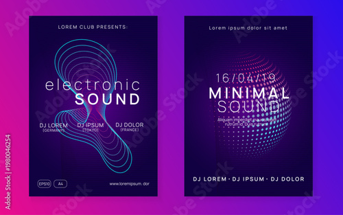 Sound Design. Green Night Club Set. Fest Event. Nightclub Beat Illustration. Electro Vector. Violet Techno Magazine. Edm Concert Element. Pink Sound Design