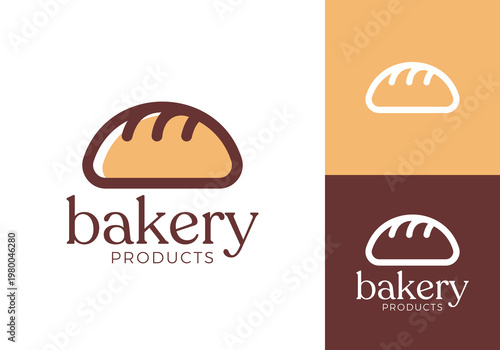 simple bread line art logo. food snack bakery design vector concept