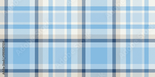 Seamless Scottish tartan in blue and gray tones. A modern checkered pattern for textiles, cozy home decor, and packaging