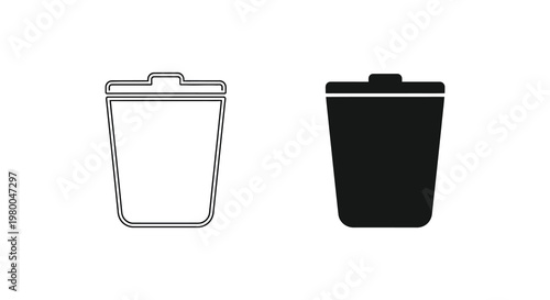 Two trash cans one outlined and one solid a stark visual contrast silhouette