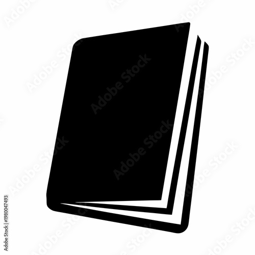Open book icon with black cover and white pages on white background